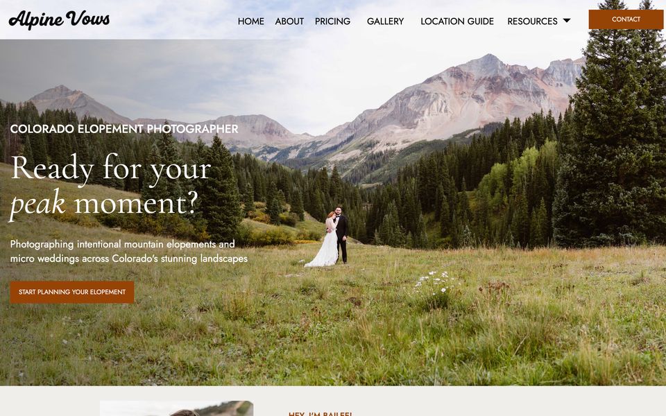 The Alpine Vows homepage: Ready for your peak moment?
